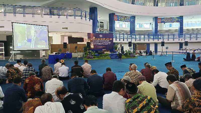 Halal bihalal dan pelepasan calon jemaah haji Polinema.(Foto: Agus N/reportasemalang)