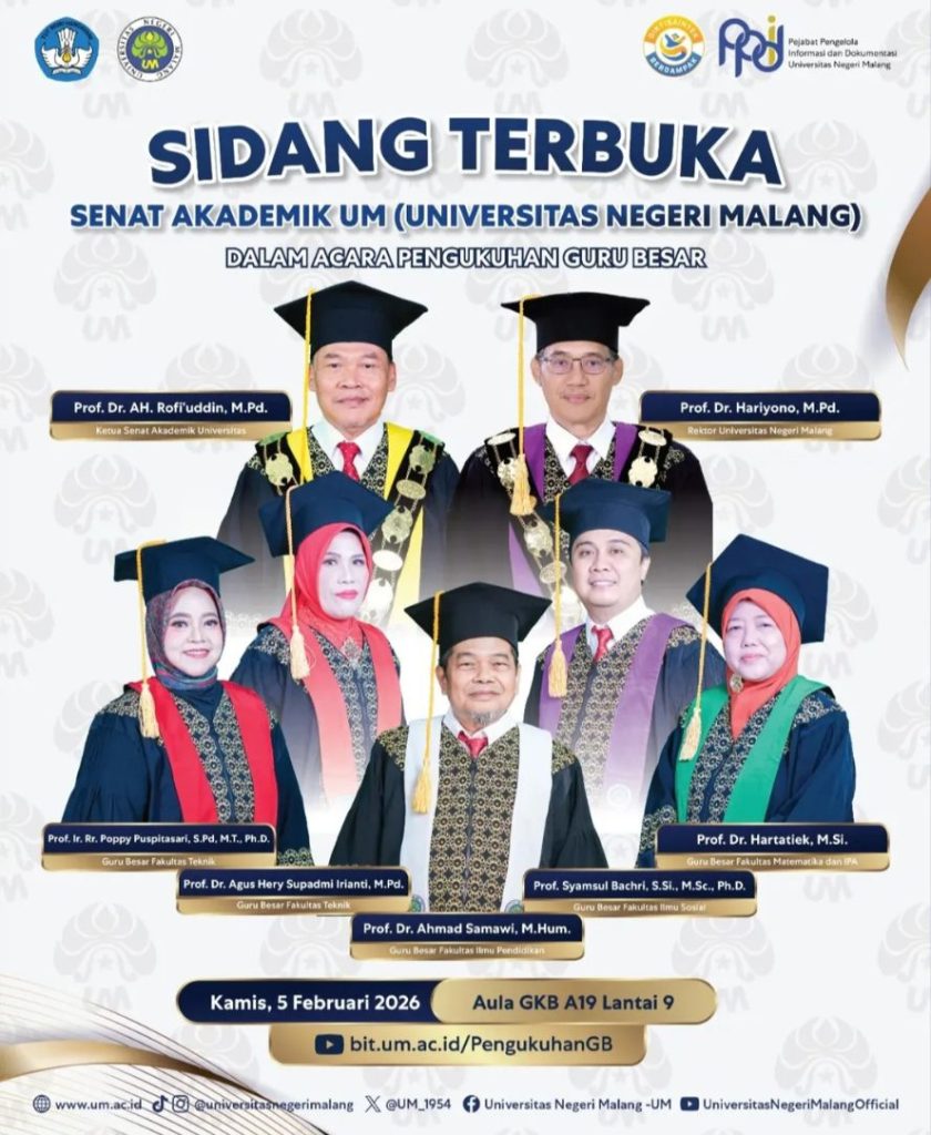 Tegaskan Kontribusi Ilmu untuk SDGs dan Tantangan Global, UM Kukuhkan Lima Guru Besar Baru